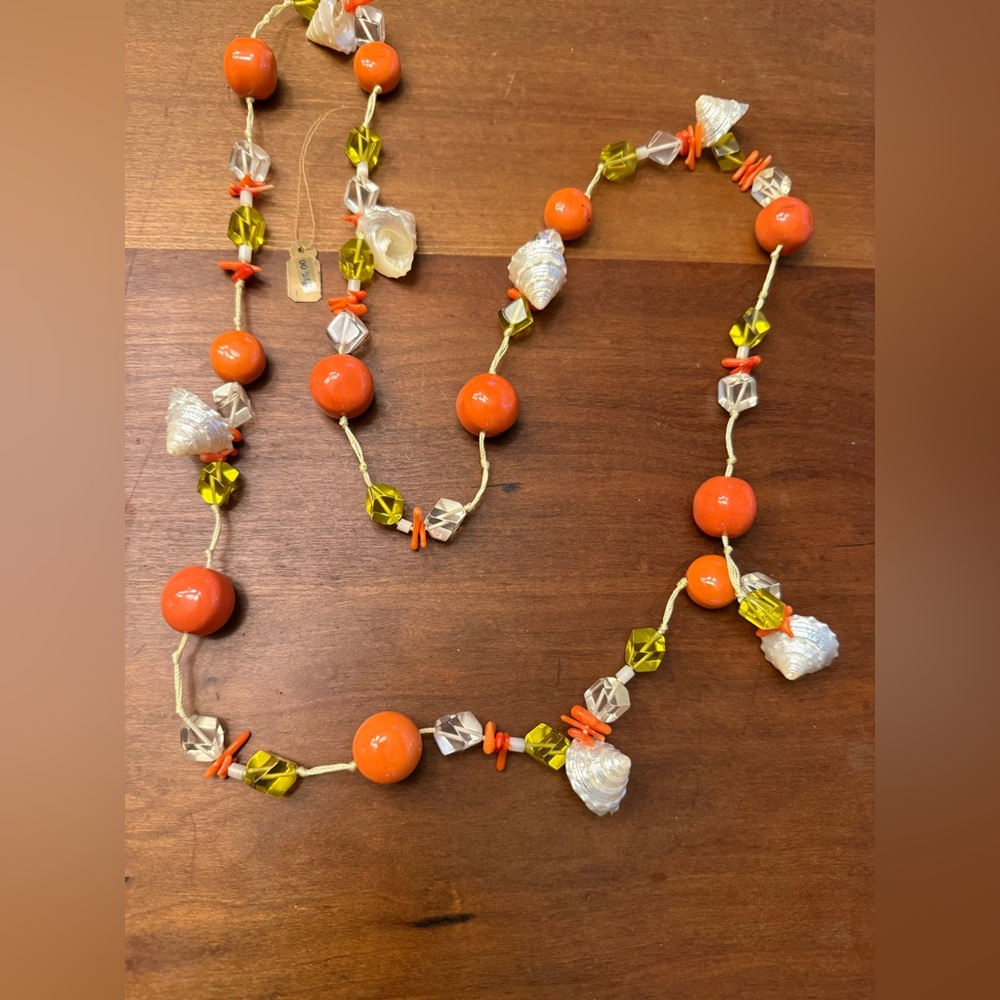 J CREW SHELL & Orange Bead necklace NWT
